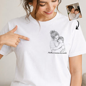 T-Shirt Imprimé Au Dos Personnalisé Photo – Cadeau Pour Papa, Maman – Meilleure maman du monde