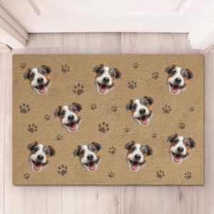 Paillasson décoratif personnalisé avec photo – « Petites pattes, grands rêves » – Décoration maison pour amoureux des chiens et chats – Cadeau de pendaison de crémaillère pour propriétaires et passionnés d'animaux