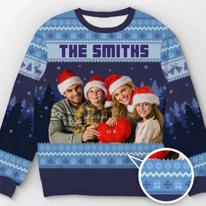 Sweatshirt moche unisexe personnalisé avec photo – Cadeaux de Noël ou d'anniversaire pour maman, papa, enfants – Plaisir en famille, fête réussie