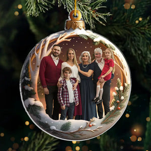 Ornement photo en acrylique personnalisé – Cadeaux de Noël ou d’anniversaire pour maman, papa, frère, sœur, enfants – La famille rend Noël magique