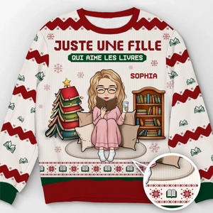 Sweatshirt De Noël Laid Unisexe Personnalisé - Cadeaux De Noël Pour Amoureux Des Livres, Rats De Bibliothèque, Lecteurs - Le Père Noël Sait Que Je Préfère Lire