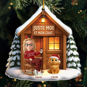 Ornement En Acrylique Personnalisé – Cadeaux De Noël Et D’Anniversaire Personnalisés Pour La Famille, Les Amoureux Des Chiens Et Des Chats – Rien Que Moi, Mon Chat Et La Paix