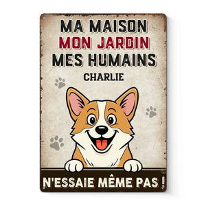 Panneau Métallique Personnalisé Pour La Décoration De La Maison – Cadeaux D’Anniversaire Personnalisés Pour Amoureux Des Chiens, Parents De Chiens – Le Patron Du Jardin Est Un Chien