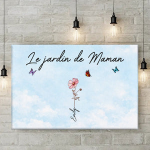 Toile Horizontale Personnalisée – Cadeaux Pour Maman Et Mamie – L’Amour Grandit Le Mieux Dans Le Jardin De Mamie