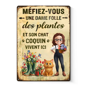 Panneau Métallique Personnalisé Pour La Décoration De La Maison – Cadeaux Personnalisés Pour Jardiniers, Amoureux Des Plantes Et Des Chiens Et Chats – Ici Habitent Des Amoureux Des Plantes