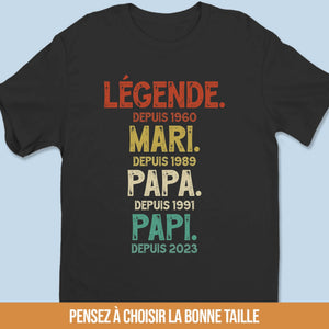 T-Shirt Unisexe Personnalisé – Cadeau Pour Papi, Papa – L’Amour D’Un Papa, La Fierté D’Un Papi