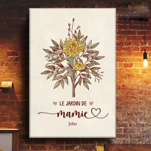Toile Verticale Personnalisée – Cadeau Pour Mamie, Maman – Grâce À Mamie L’Amour Grandit