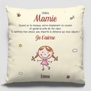 Coussin Personnalisé – Cadeau Pour Mamie, Maman – Un Câlin Plein D’Amour Même À Distance