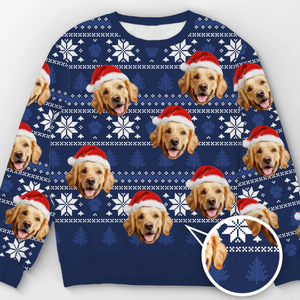 Sweatshirt moche de Noël personnalisé avec photo – « Que votre Noël soit poilu et lumineux » – Pull en laine unisexe – Cadeau de Noël pour propriétaires et amoureux des animaux