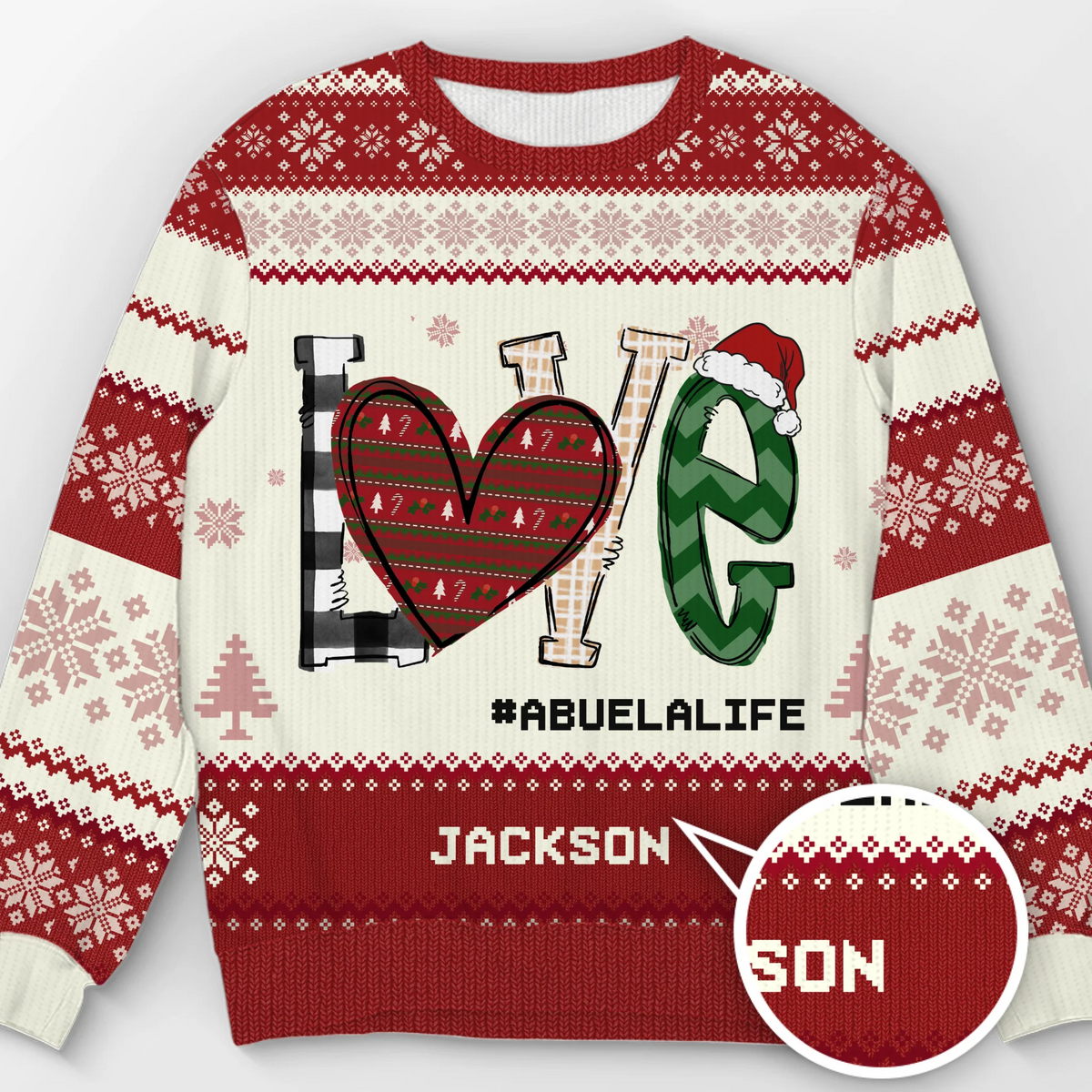 Les pulls chauds et l'amour de grand-mère font le duo parfait – Sweatshirt moche de Noël personnalisé pour la famille – Pull en laine unisexe – Cadeau de Noël pour mamie