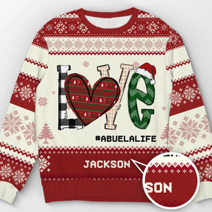 Les pulls chauds et l'amour de grand-mère font le duo parfait – Sweatshirt moche de Noël personnalisé pour la famille – Pull en laine unisexe – Cadeau de Noël pour mamie