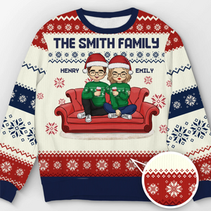 La maison, c'est là où la famille et les animaux apportent de la joie – Sweatshirt moche de Noël personnalisé pour la famille – Pull en laine unisexe – Cadeau de Noël pour les membres de la famille, propriétaires et amoureux des animaux