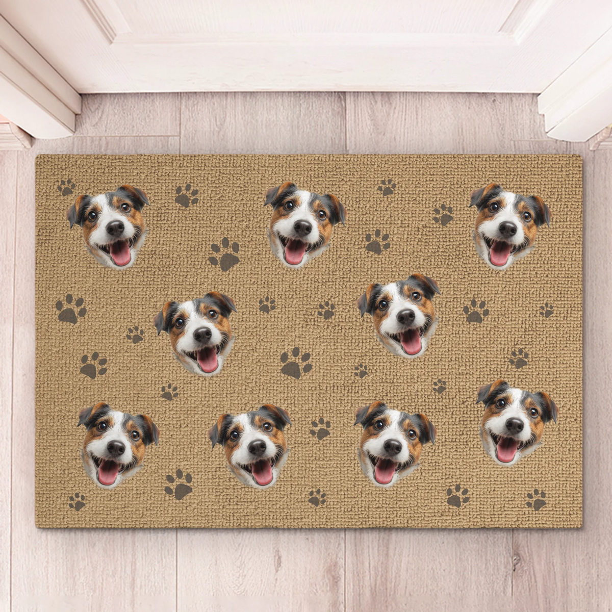 Paillasson décoratif personnalisé avec photo – « Petites pattes, grands rêves » – Décoration maison pour amoureux des chiens et chats – Cadeau de pendaison de crémaillère pour propriétaires et passionnés d'animaux