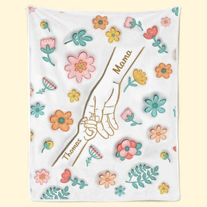 Des doigts liés par l’amour – Couverture familiale personnalisée avec impression effet 3D – Fête des Mères, cadeau pour maman ou mamie
