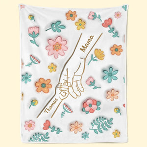 Des doigts liés par l’amour – Couverture familiale personnalisée avec impression effet 3D – Fête des Mères, cadeau pour maman ou mamie