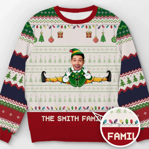 Sweatshirt moche unisexe personnalisé avec photo – Cadeaux de Noël ou d'anniversaire pour maman, papa, enfants – Glissez vers les fêtes avec style