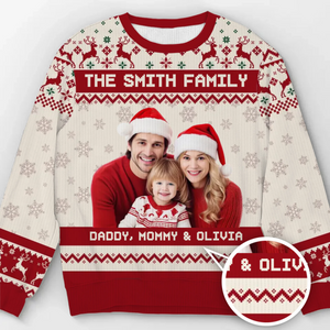 Sweatshirt moche unisexe personnalisé avec photo – Cadeaux de Noël ou d'anniversaire pour maman, papa, enfants – Porter les personnes que vous aimez le plus