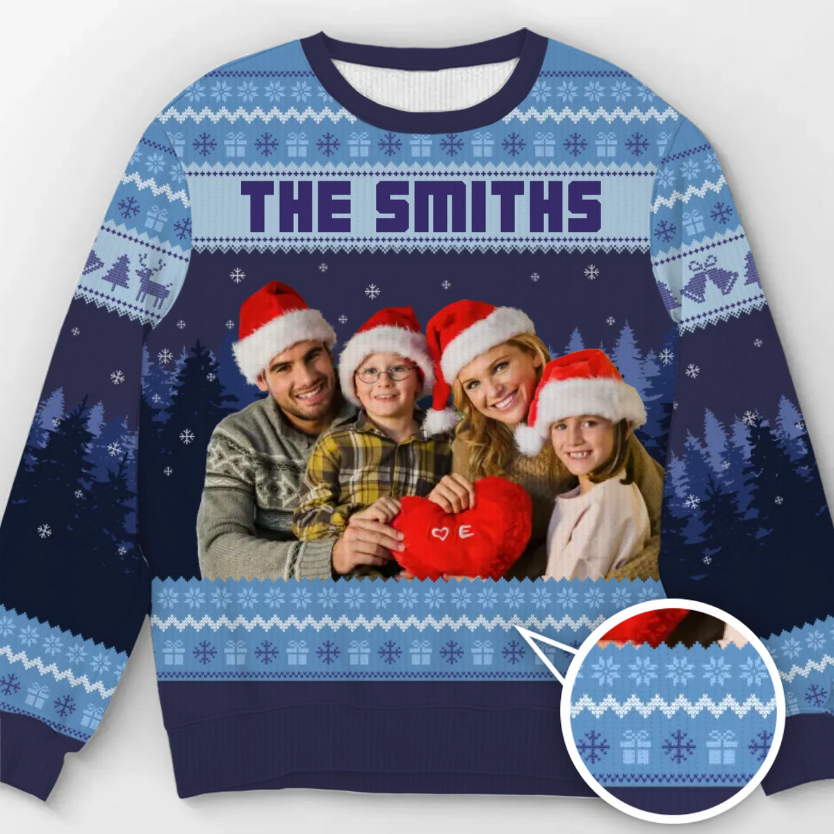 Sweatshirt moche unisexe personnalisé avec photo – Cadeaux de Noël ou d'anniversaire pour maman, papa, enfants – Plaisir en famille, fête réussie