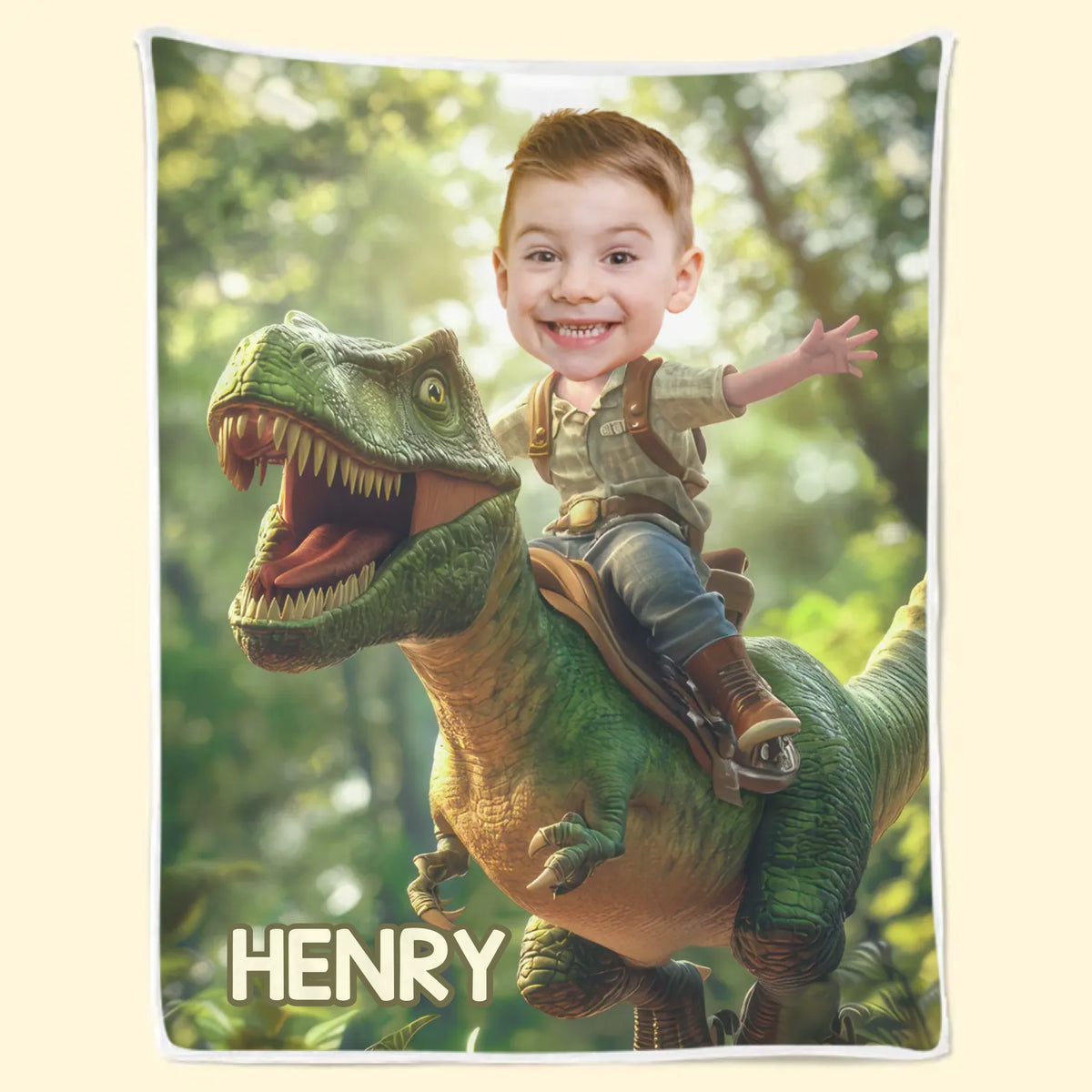 Couverture personnalisée avec photo – Cadeaux pour enfants, nouvelles mamans, nouveaux papas, nouveaux parents – Rugir comme un dinosaure