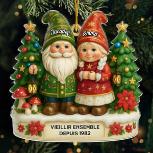 Ornement En Acrylique Nain Personnalisé - Cadeaux De Noël Et D’Anniversaire Pour Grand-Père, Grand-Mère - Deux Nains, Un Cœur, Un Amour Infini