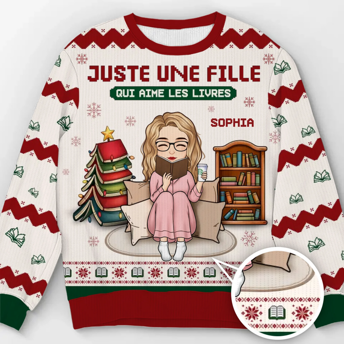 Sweatshirt De Noël Laid Unisexe Personnalisé - Cadeaux De Noël Pour Amoureux Des Livres, Rats De Bibliothèque, Lecteurs - Le Père Noël Sait Que Je Préfère Lire