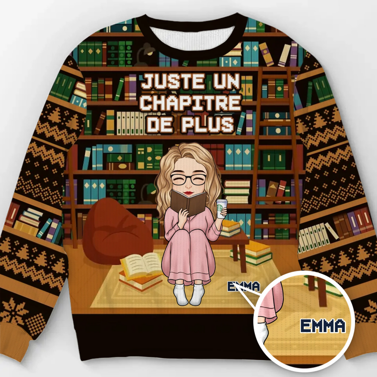 Sweatshirt De Noël Laid Unisexe Personnalisé - Cadeaux De Noël Pour Amoureux Des Livres, Rats De Bibliothèque, Lecteurs - Cloches De Traîneau Et Odeur De Pages