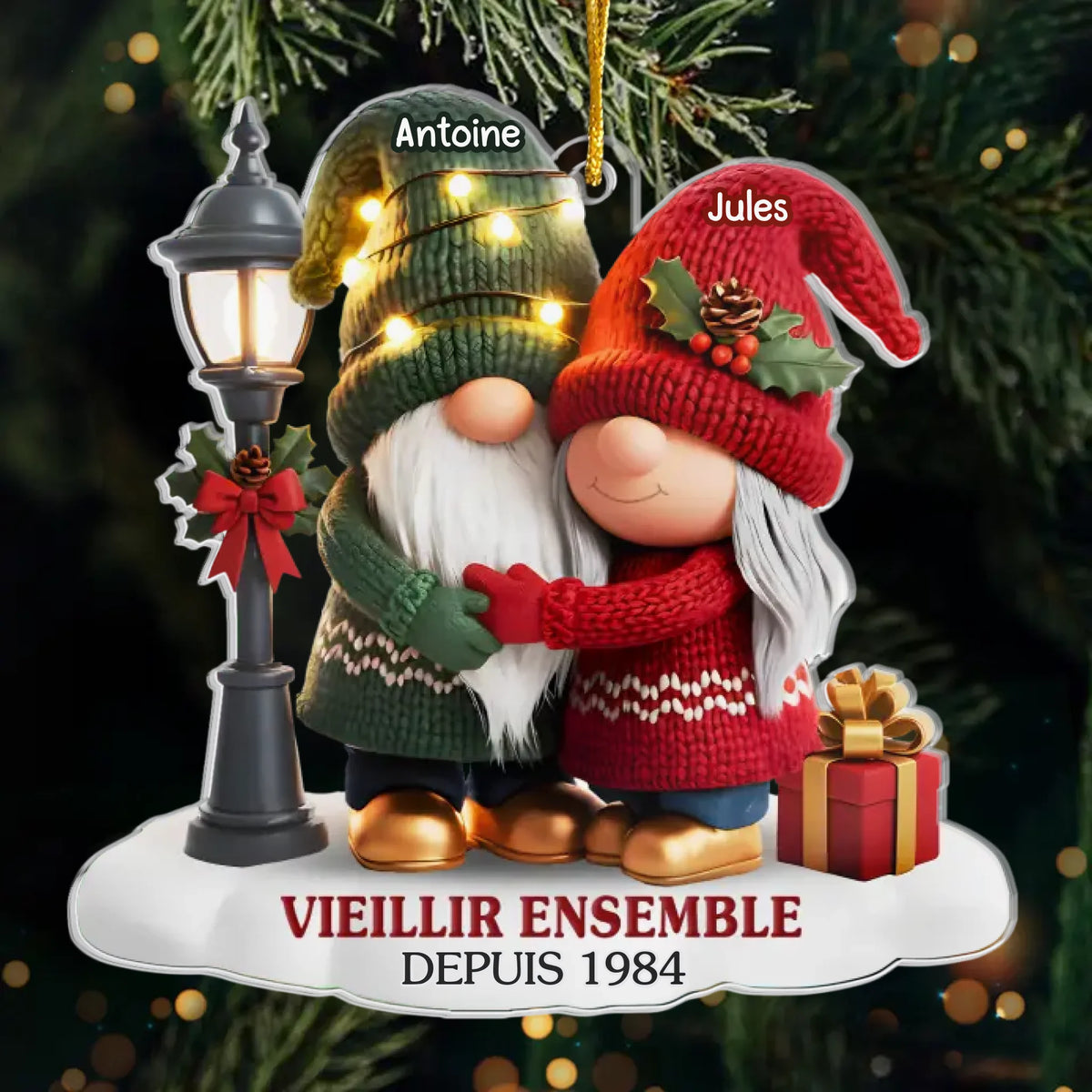 Ornement En Acrylique Nain Personnalisé - Cadeaux D'Anniversaire, De Noël Et De Mariage Pour Mari Et Femme, Lui Et Elle - Notre Histoire Continue