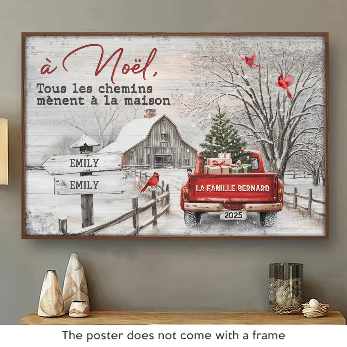 Affiche Horizontale Personnalisée – Cadeaux De Noël Et D'Anniversaire Personnalisés Pour Maman, Papa, Frère, Sœur, Enfants – Tous Les Chemins Mènent À La Famille