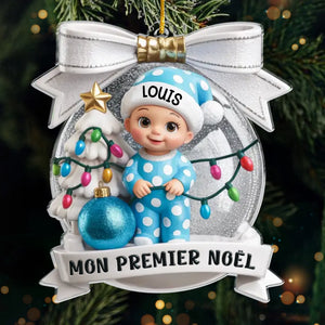 Ornement De Noël En Acrylique Personnalisé Pour Premier Noël – Cadeaux De Noël, Baby Shower Et Révélation De Genre Pour Nouvelles Mamans, Nouveaux Papas, Nouveaux Parents – Joie Enveloppée D’Amour