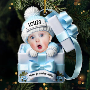 Ornement De Noël En Acrylique Personnalisé Avec Photo – Cadeaux De Noël, Baby Shower Et Révélation De Genre Pour Nouvelles Mamans, Nouveaux Papas, Nouveaux Parents – Petite Étoile De Notre Nuit De Fête
