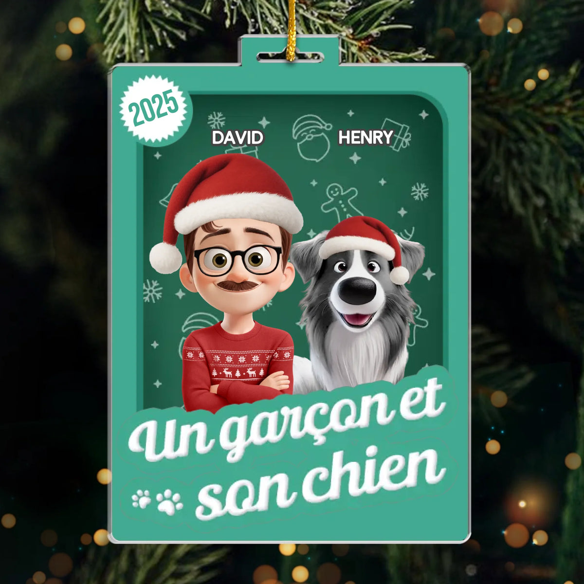 Ornement Acrylique Personnalisé – Cadeau Unique De Noël Ou D’Anniversaire Pour La Famille Et Les Amoureux Des Animaux – Un Lien Inébranlable.