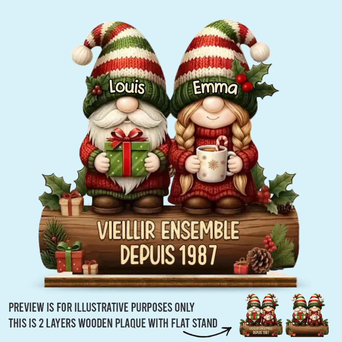 Plaque En Bois Personnalisée À Deux Couches – Cadeaux Personnalisés D’Anniversaire, De Noël Et De Mariage Pour Mari Et Femme, Lui Et Elle – Pour Toujours Commence Avec Toi