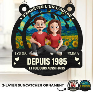 Ornement Attrape-Lumière De Fenêtre Personnalisé – Cadeaux D’Anniversaire De Mariage Pour Mari Et Femme, Lui Et Elle – L’Amour Sous Un Ciel Étoilé