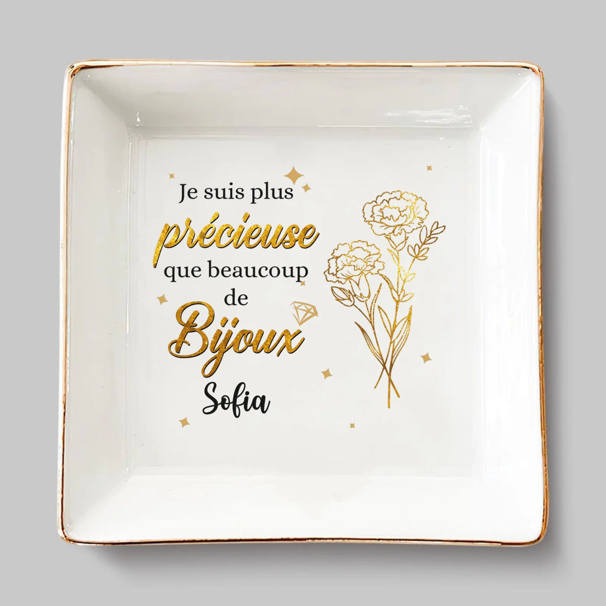 Coupelle À Bijoux Personnalisée (Impression Intégrale) – Cadeau D’Anniversaire Pour Femmes, Meilleures Amies, Sœurs, BFF – Les Amies Font Fleurir La Vie De Joie
