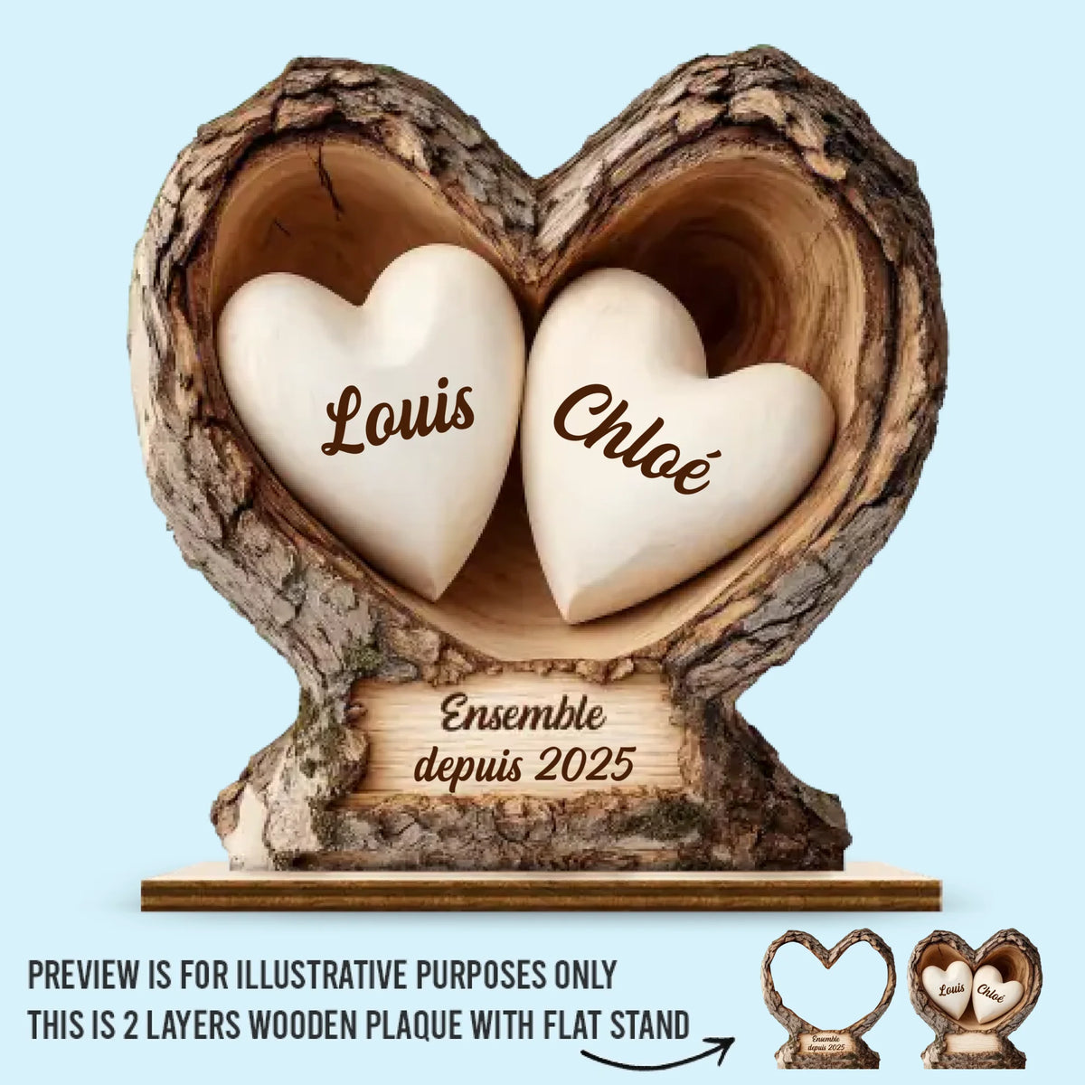 Plaque En Bois Personnalisée À Deux Couches – Cadeaux Personnalisés D'Anniversaire, De Noël Et De Mariage Pour Mari Et Femme, Lui Et Elle – Notre Amour Devient Plus Profond Et Plus Fort