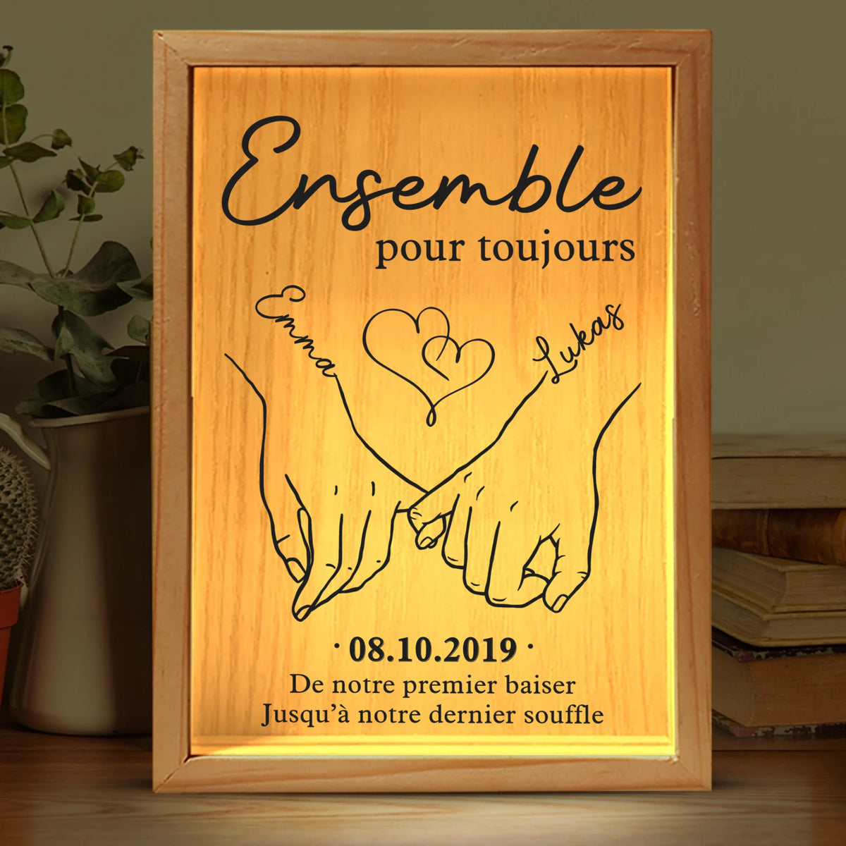Boîte Lumineuse Avec Cadre Photo Personnalisée – Cadeau Personnalisé Pour Mari Et Femme À L’Occasion De Leur Anniversaire De Mariage – J’Appartiens À Toi, Et Tu M’Appartiens