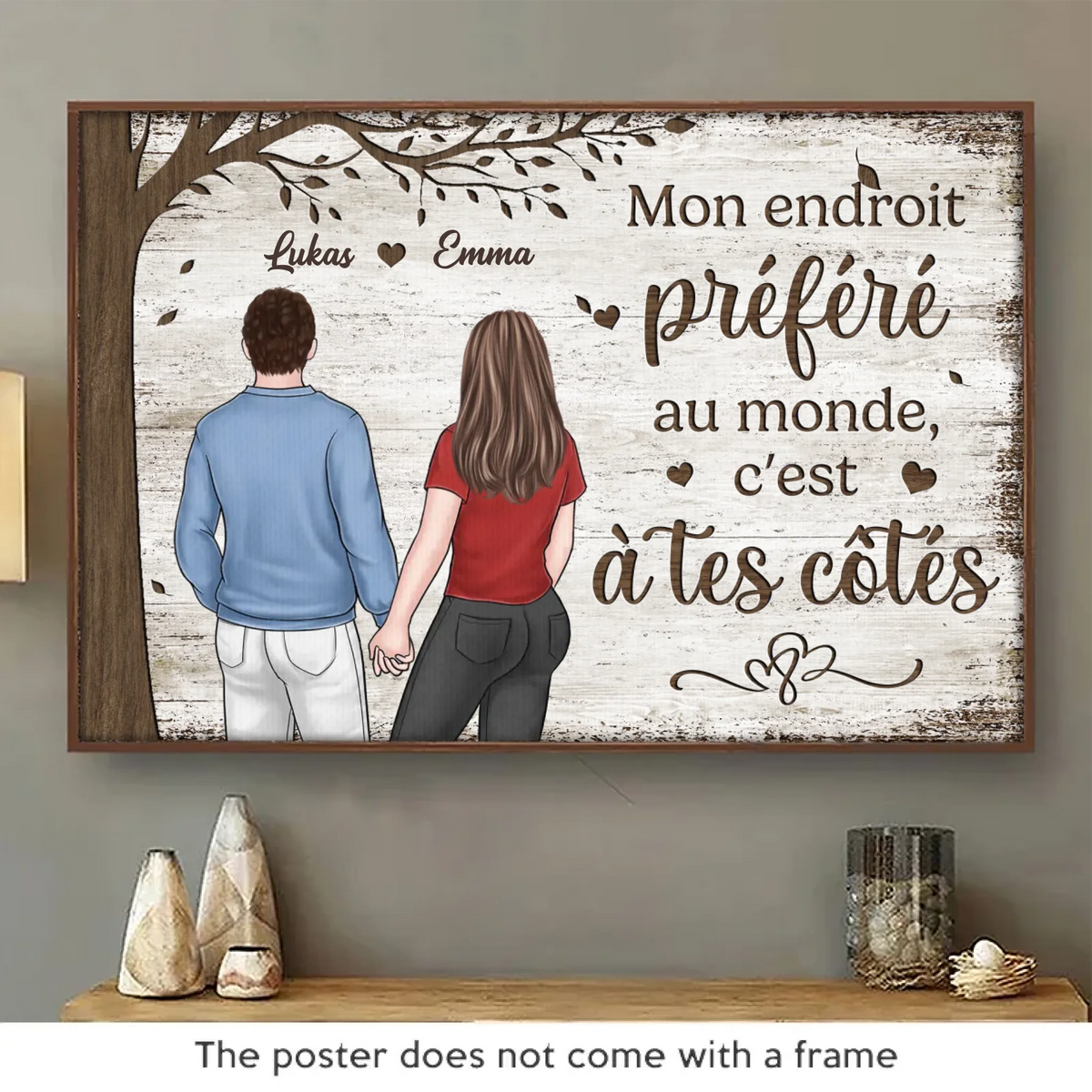 Affiche Horizontale Personnalisée – Cadeaux D'Anniversaire De Mariage Pour Mari Et Femme, Pour Lui Et Pour Elle – Nos Chemins Se Rejoignent Là Où Le Bonheur Commence