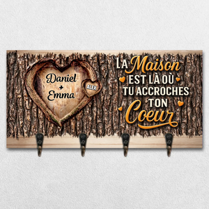Porte-Clés Mural Personnalisé – Cadeaux D’Anniversaire Pour Maman, Papa, Enfants – On Est Bien Chez Soi, Là Où Est Son Cœur.
