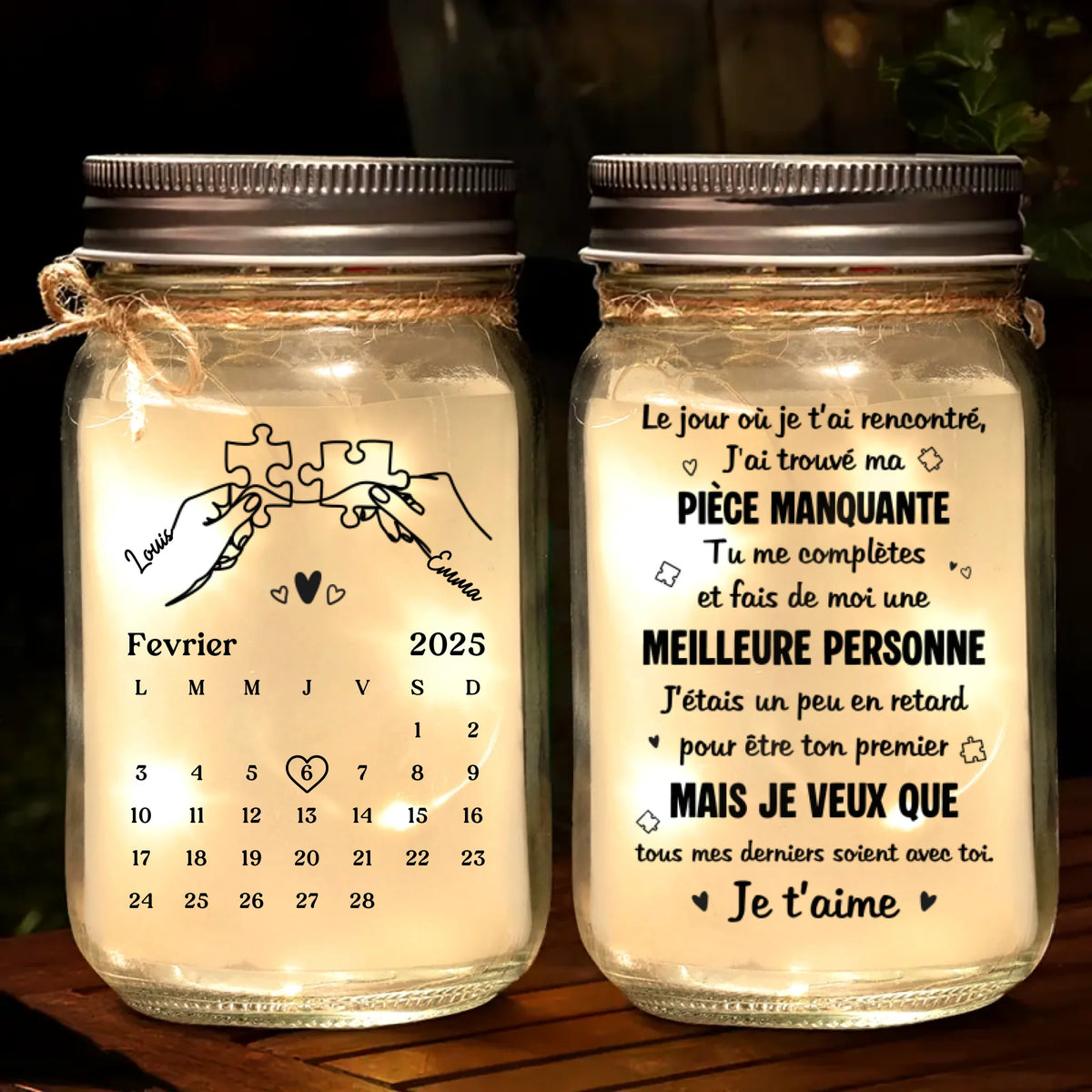 Lampe Bocal Mason Personnalisée – Cadeaux D’Anniversaire Et De Mariage Pour Mari Et Femme, Pour Lui Et Pour Elle – Là Où Notre Amour Brille Même Dans La Nuit