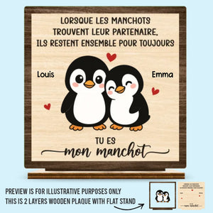 Plaque En Bois Personnalisée À Deux Couches – Cadeaux Personnalisés D'Anniversaire, De Noël Et De Mariage Pour Mari Et Femme, Lui Et Elle – Tu Es Mon Manchot