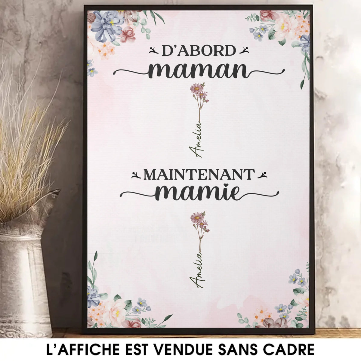 Affiche Verticale Personnalisée – Cadeaux D’Anniversaire Personnalisés Pour Maman Et Grand-Maman – Des Générations Unies Par L’Amour