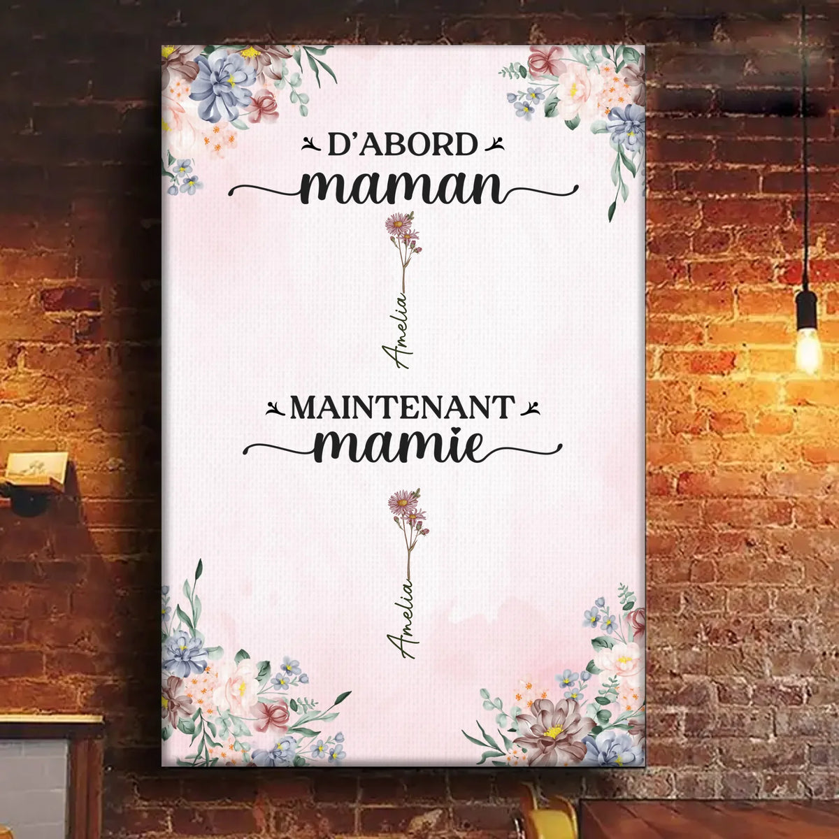 Toile Verticale Personnalisée – Cadeaux D’Anniversaire Personnalisés Pour Mamie – Une Année De Plus Entourée D’Amour