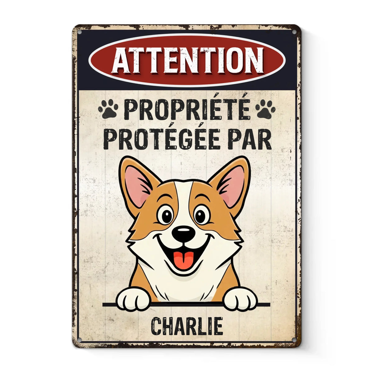 Panneau Métallique Personnalisé Pour La Décoration De La Maison – Cadeaux D'Anniversaire Personnalisés Pour Amoureux Des Chiens, Parents De Chiens – Propriété Des Pattes