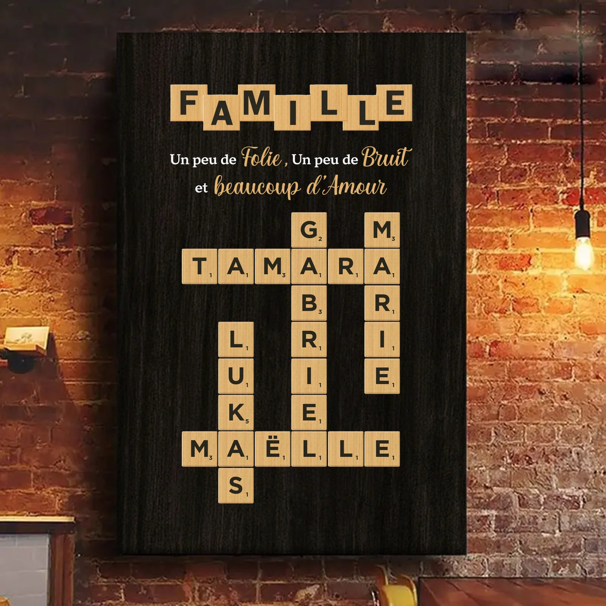 Toile Verticale Scrabble Personnalisée – Cadeaux D’Anniversaire Personnalisés Pour Maman, Papa, Frère, Sœur Et Enfants – Épeler Notre Amour Mot Après Mot