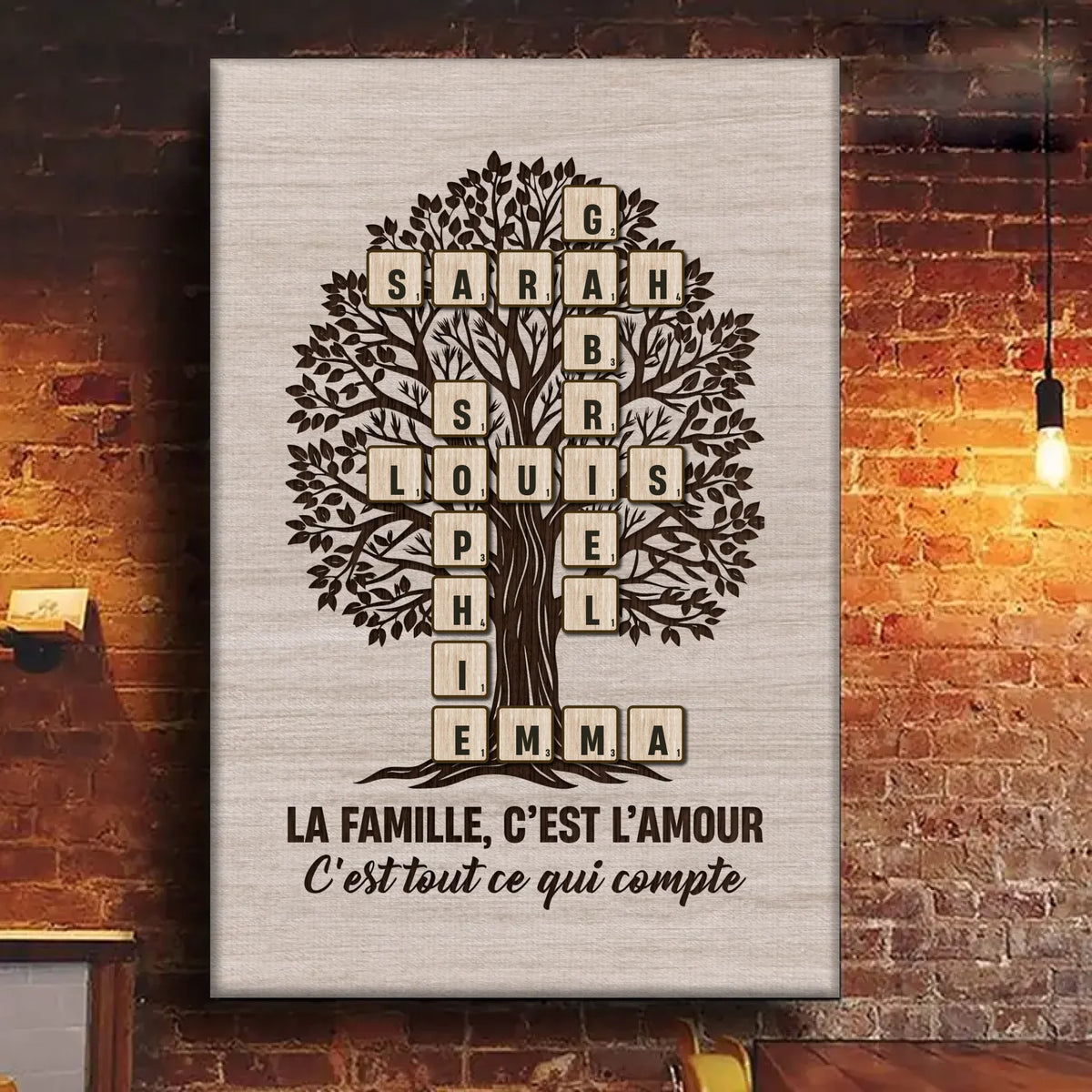 Toile Verticale Scrabble Personnalisée – Cadeaux D'Anniversaire Personnalisés Pour Maman, Papa, Frère, Sœur Et Enfants – Chaque Nom Raconte Une Histoire D'Amour