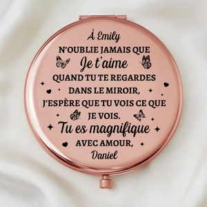 Miroir De Poche Personnalisé – Cadeaux Personnalisés De Mariage Et D’Anniversaire Pour Mari Et Femme, Pour Lui Et Pour Elle – N’Oublie Jamais Que Je Crois En Toi