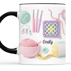 Mug Personnalisé Bicolore – Cadeaux d'Anniversaire Personnalisés Pour Meilleures Amies, Sœurs, Famille Et Vous-Même – Chaque Maille Raconte Une Histoire