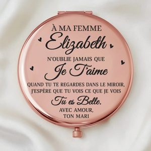Miroir Compact Personnalisé – Cadeaux D'Anniversaire de Mariage et de Mariage pour Mari et Femme, pour Lui et pour Elle – Avec Toi, Je Me Sens Chez Moi