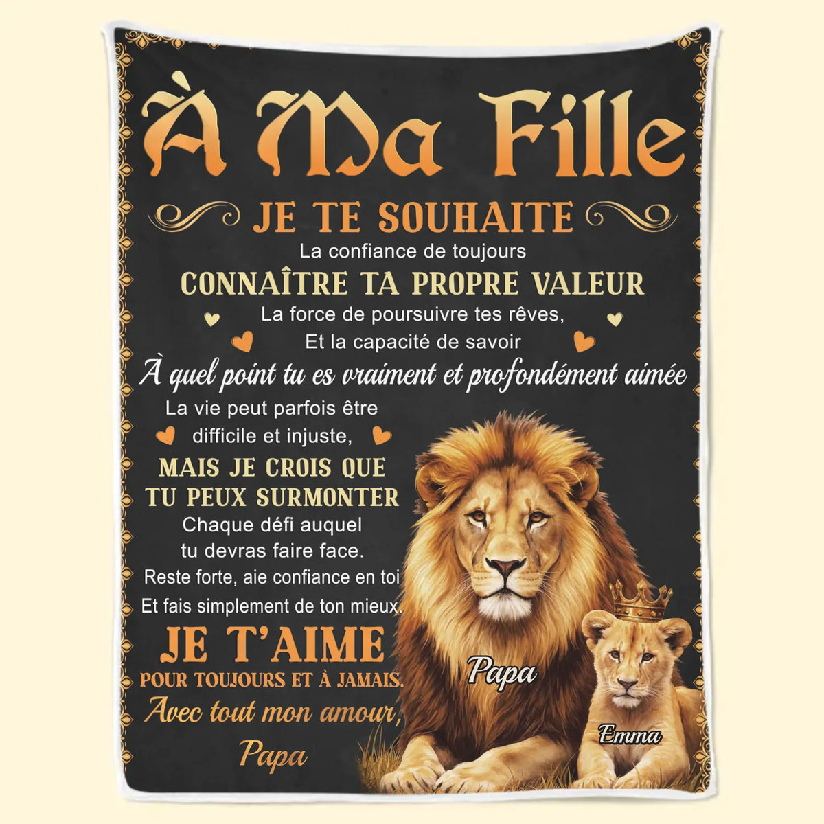 Couverture Personnalisée – Cadeaux D’Anniversaire Personnalisés Pour Papa Et Fille Et Fils – Chaque Page De Ta Vie Est Écrite Avec Amour