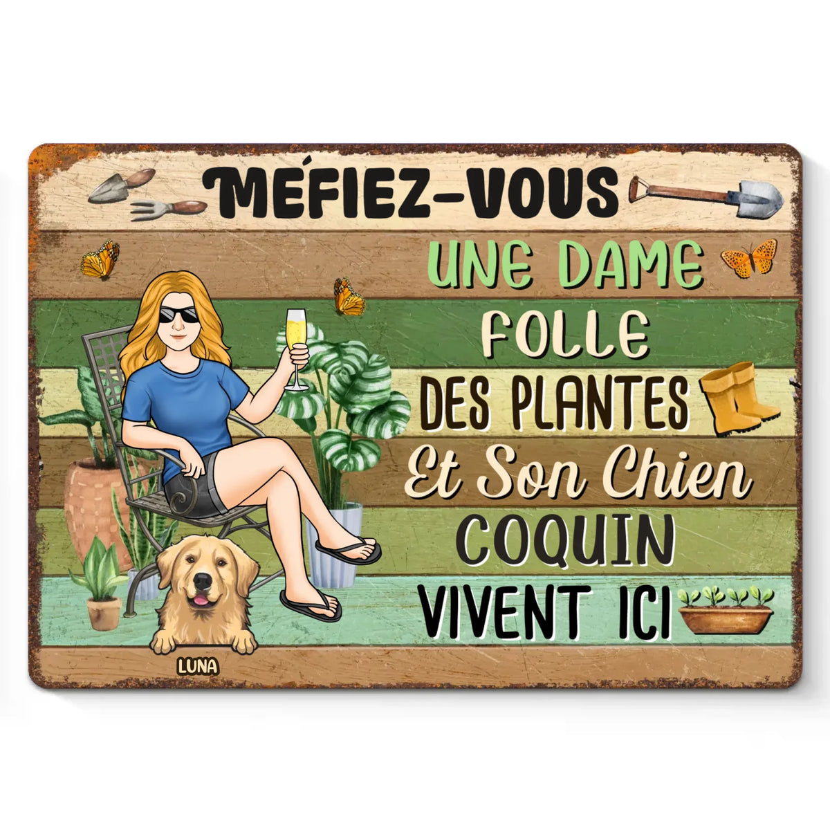 Panneau Métallique Personnalisé Pour La Décoration De La Maison – Cadeaux De Noël Et D’Anniversaire Personnalisés Pour Famille, Amoureux Des Chiens Et Des Chats – Ici, Les Plantes Prospèrent Et Les Animaux Règnent